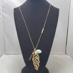 Ruff Hewn gold feather charm necklace